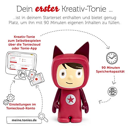 tonies Toniebox Starter Set – Kreativ Figur, Audioplayer für Kinder, Kabellose Musikbox, 7 Std. Akku, Beere