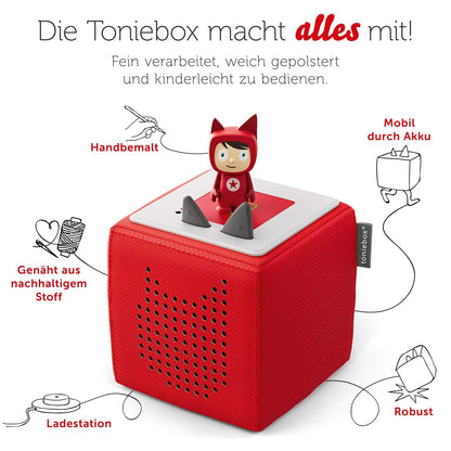 Toniebox Starter Set – Kreativ-Tonie, Audioplayer für Kinder, 7 Std. Akku, Rot