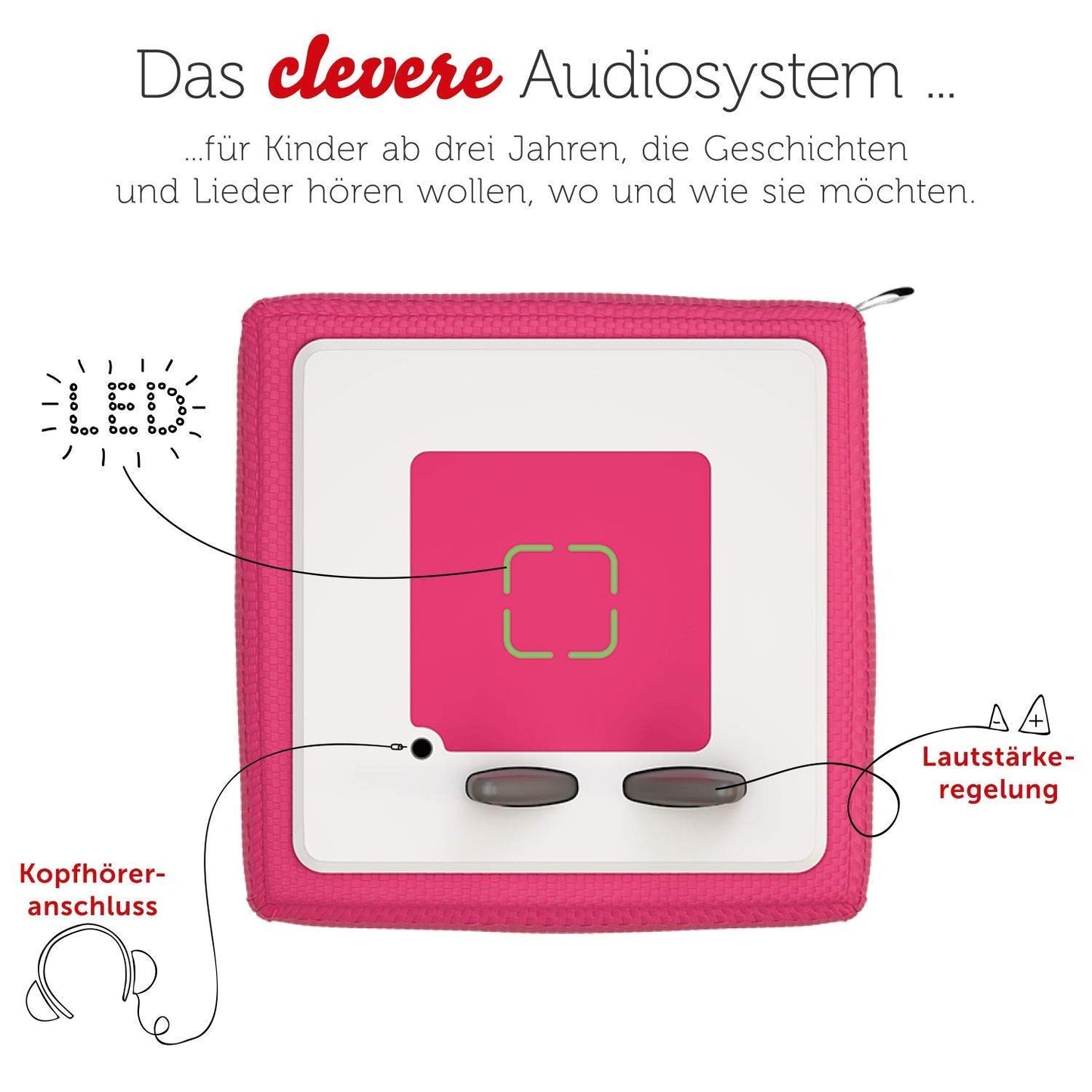 tonies Toniebox Starter Set – Kreativ Figur, Audioplayer für Kinder, Kabellose Musikbox, 7 Std. Akku, Pink