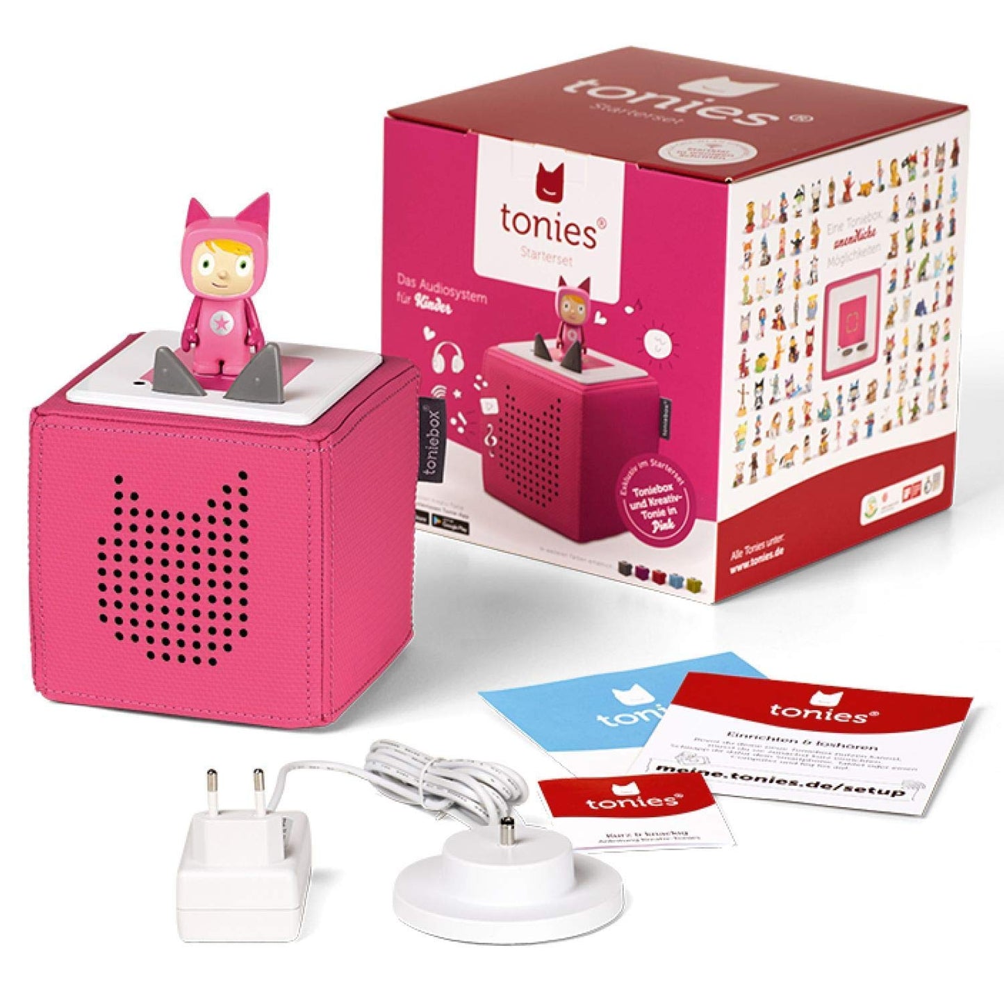 tonies Toniebox Starter Set – Kreativ Figur, Audioplayer für Kinder, Kabellose Musikbox, 7 Std. Akku, Pink