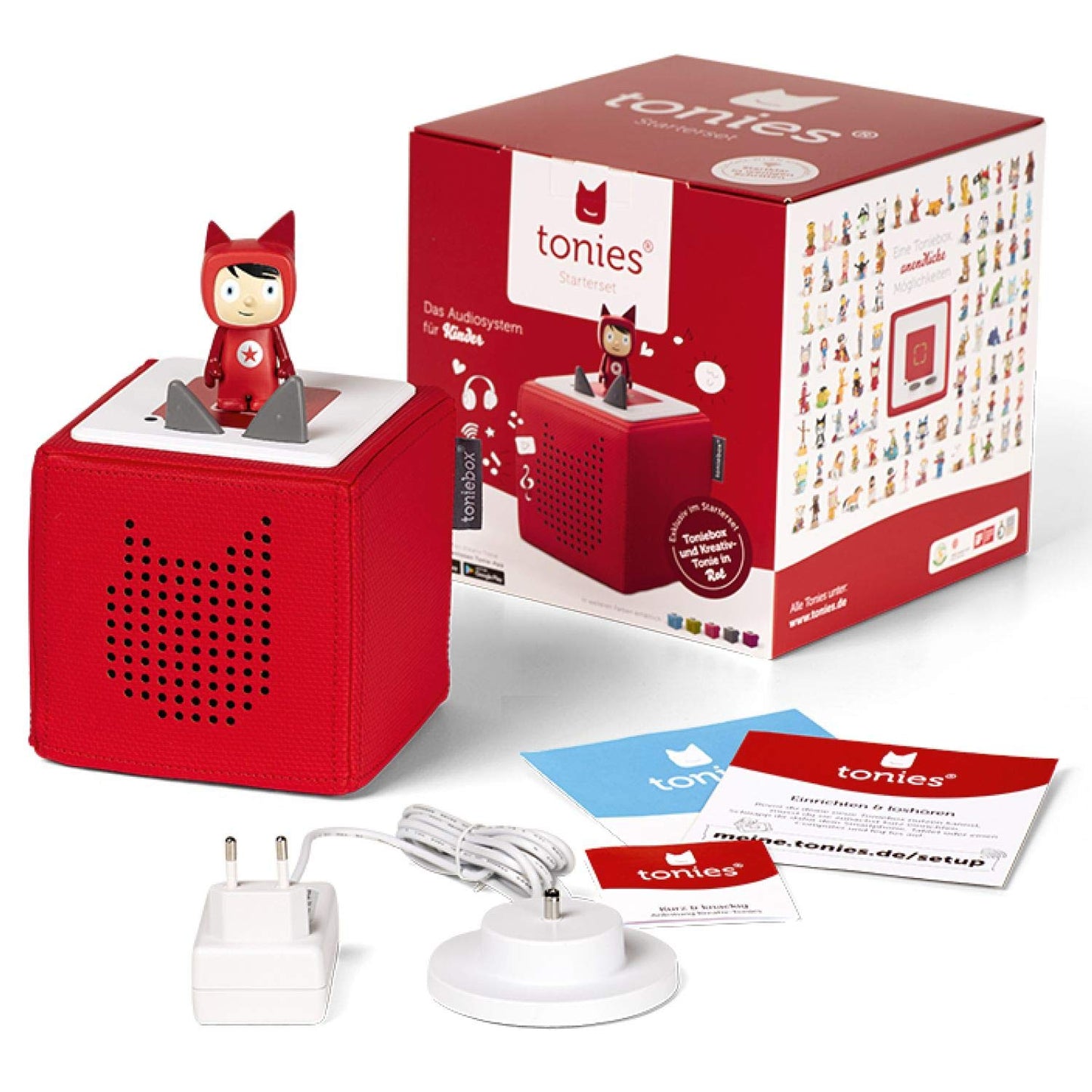 Toniebox Starter Set – Kreativ-Tonie, Audioplayer für Kinder, 7 Std. Akku, Rot