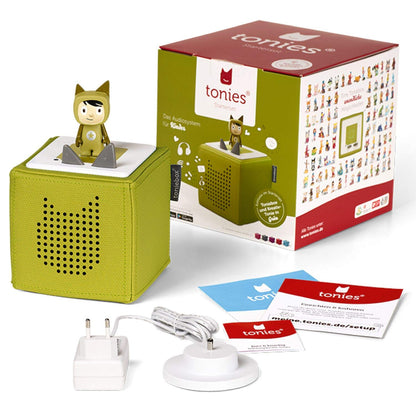 tonies Toniebox Starter Set – Kreativ Figur, Audioplayer für Kinder, Kabellose Musikbox, 7 Std. Akku, Grün