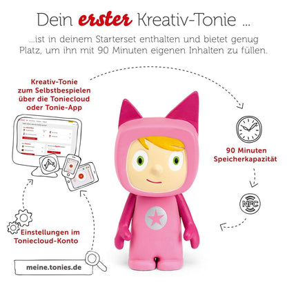 tonies Toniebox Starter Set – Kreativ Figur, Audioplayer für Kinder, Kabellose Musikbox, 7 Std. Akku, Pink