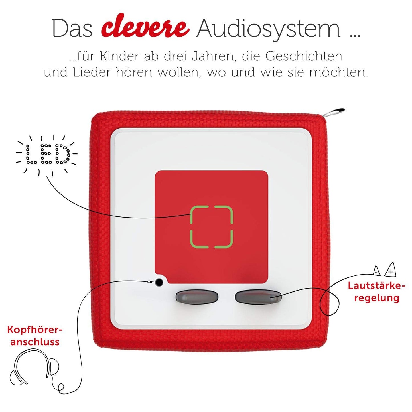 Toniebox Starter Set – Kreativ-Tonie, Audioplayer für Kinder, 7 Std. Akku, Rot