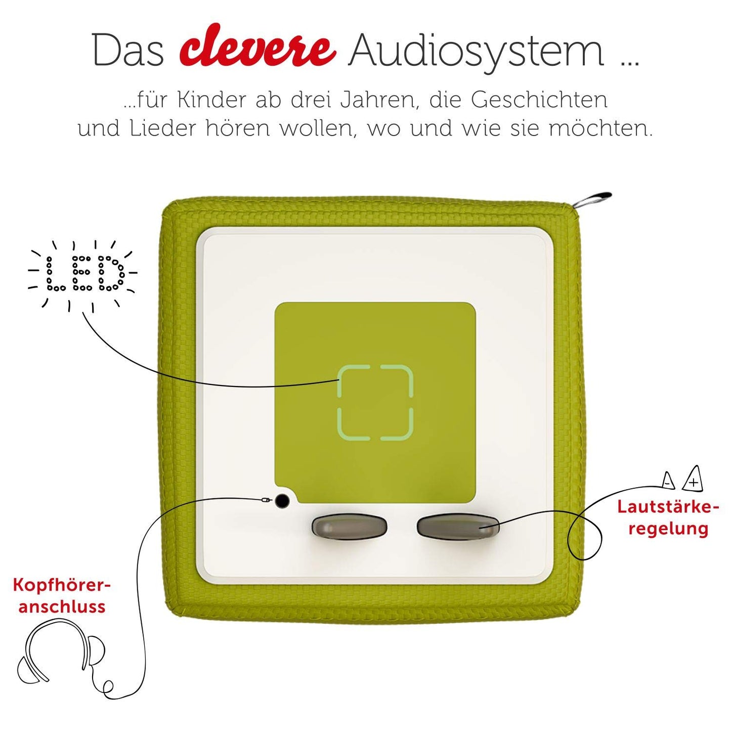 tonies Toniebox Starter Set – Kreativ Figur, Audioplayer für Kinder, Kabellose Musikbox, 7 Std. Akku, Grün